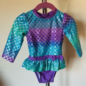 Baby girl swimsuit 12 months mermaid style long sleeves swimwear